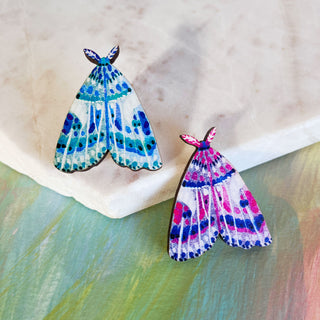 **NEW!** Colourful Moth Wooden Pin Badge