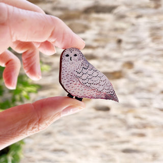 **NEW!** Barn Owl Wooden Pin Badge