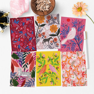 Animals and Florals Postcard Set - Pinks